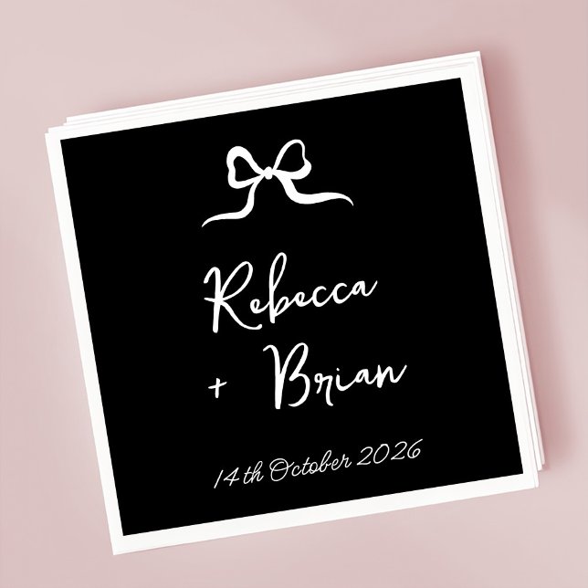 Schwarze Hand Drawn Bow Ribbon Sketch Hochzeit Serviette (Von Creator hochgeladen)