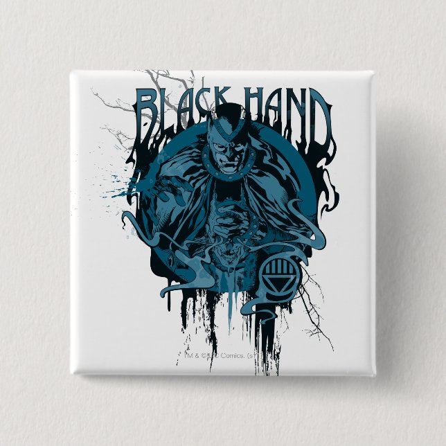 Schwarze Hand - grafische Collage Button (Vorderseite)