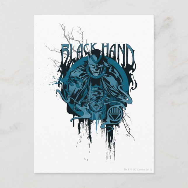 Schwarze Hand - Grafische Collage Postkarte (Vorderseite)