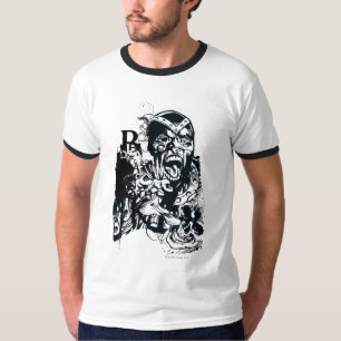 Schwarze Hand-und Schädel-Collage T-Shirt