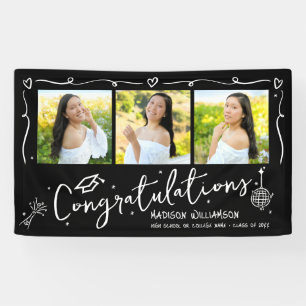Schwarze handgezeichnete Style-Doodle-Abschluss-3- Banner
