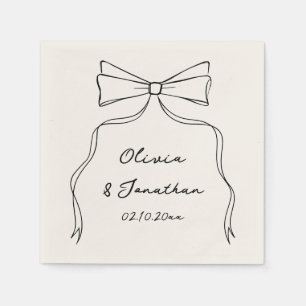 Schwarze handgezeichnete unkonventionelle Hochzeit Serviette