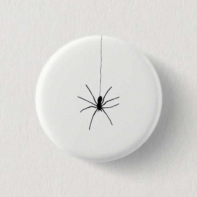 Schwarze Hängespinne auf Weiß Button (Vorderseite)