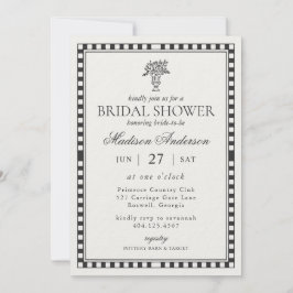 Schwarze Harlekin-Schecken-Bridal-Shower Einladung