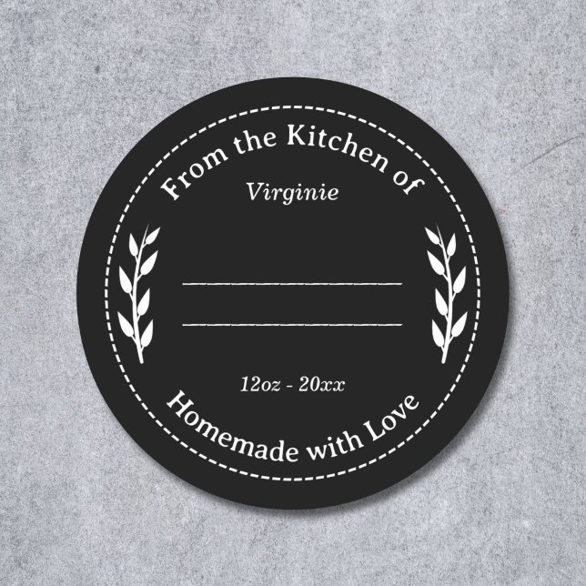 Schwarze hausgemachte Liebe mit Aufkleber (Black Homemade with Love Label Sticker)