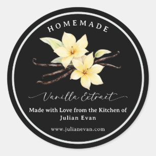 Schwarze, hausgemachte Vanilla Extract Etikett Auf Runder Aufkleber