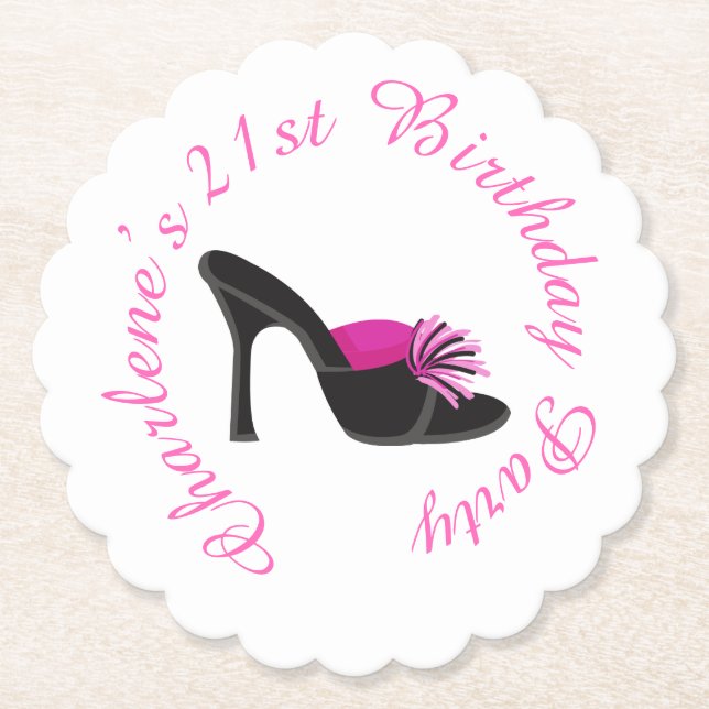 Schwarze Heelse Schuhe mit schwarzen Polka-Punkten Untersetzer (Vorderseite)