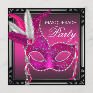 Schwarze heiße rosa Maske heiße rosa Maskenparty Einladung