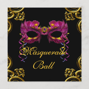 Schwarze heißes Rosa-Maskerade-Party Einladungen
