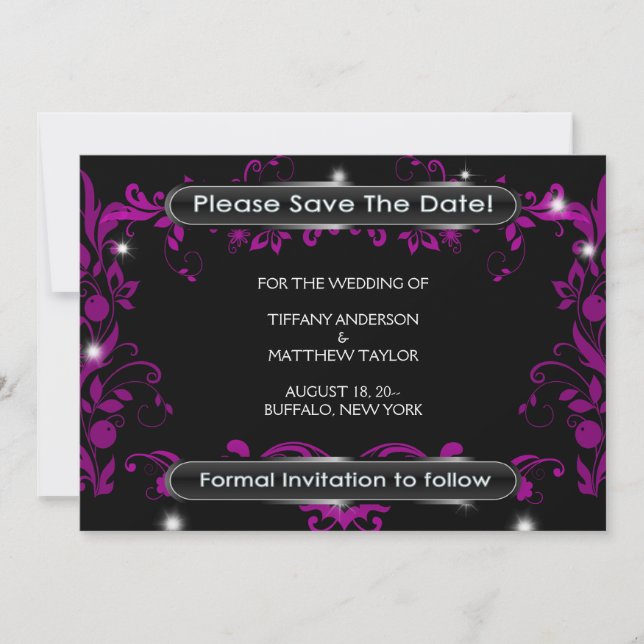 Schwarze Heißrosa Save The Date (Vorderseite)