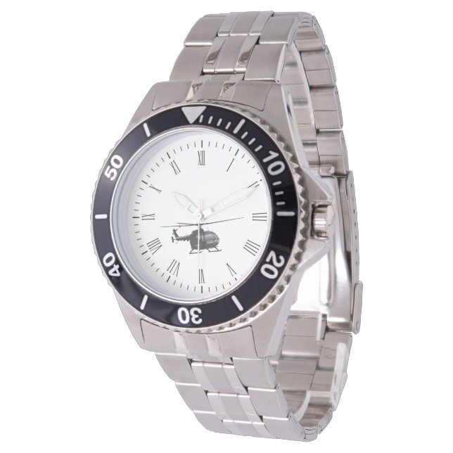 Schwarze Helikopteruhr Armbanduhr (Schrägansicht)