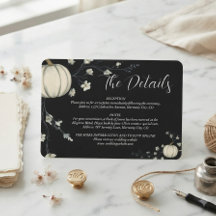 Schwarze Herbst-Kürbis-Hochzeit-Beilagekarte