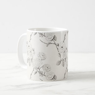 Schwarze Herbstblumen in Creme Kaffeetasse