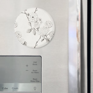 Schwarze Herbstblumen in Creme Magnet
