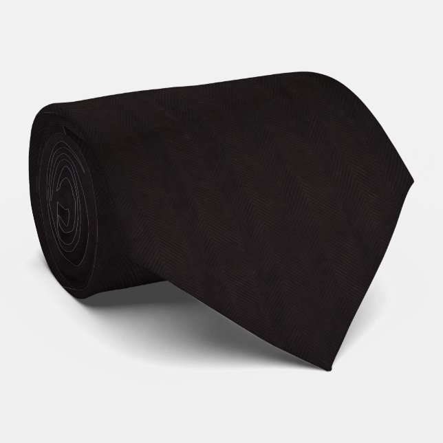 Schwarze Herringbone Whisper Ultra-subtile Tonal  Krawatte (Gerollt)