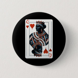 Schwarze Herz-Dame-Kartenspiel Stolz Schwarz W Button