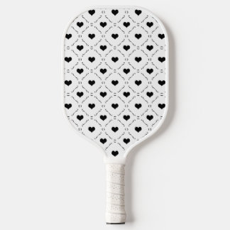 Schwarze Herzen Geometrisches Gitter Minimalistisc Pickleball Schläger