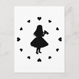 Schwarze Herzen um Alice trinken Postkarte