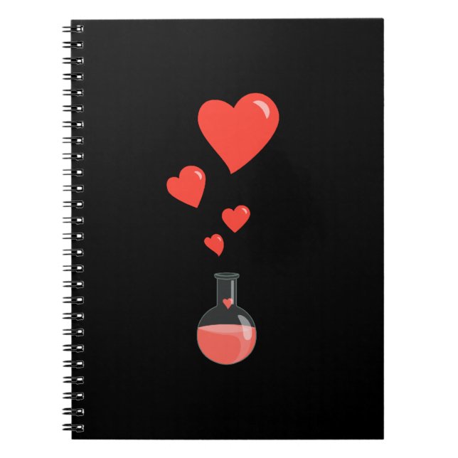 Schwarze Herzflasche Valentinstag Geek Notizblock (Vorderseite)