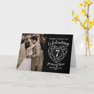 Schwarze Herzkarte zum 7. Hochzeitstag Karte