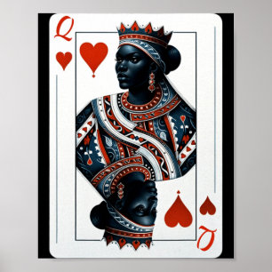 schwarze Herzkönigin des Kartenspiels stolz schwar Poster