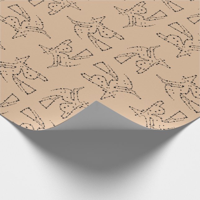 Schwarze Hexe der Sterne Halloween Geschenkpapier (Ecke)