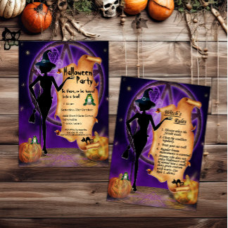 Schwarze Hexe Halloween Einladung
