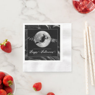 Schwarze Hexe Silhouette Halloween Serviette