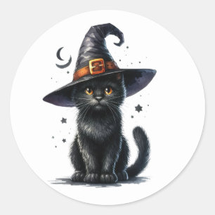 Schwarze Hexen Cat Halloween Stickers