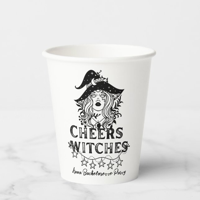 Schwarze Hexen Halloween Junggeselinnen-Abschied P Pappbecher (Vorderseite)