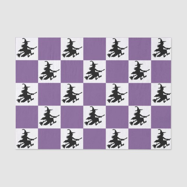 Schwarze Hexen kariert Seidenpapier (Vorderseite)