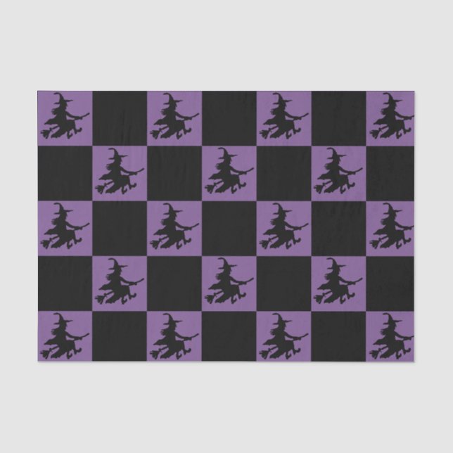 Schwarze Hexen kariert Seidenpapier (Vorderseite)