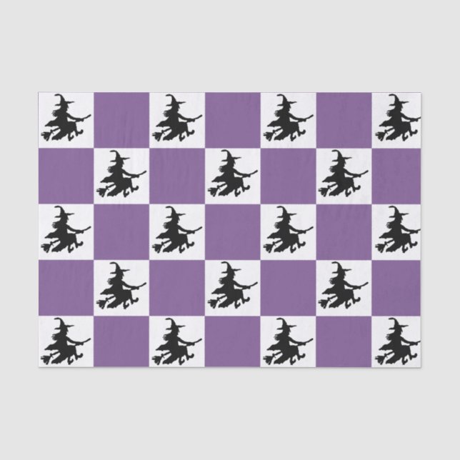 Schwarze Hexen kariert Seidenpapier (Vorderseite)
