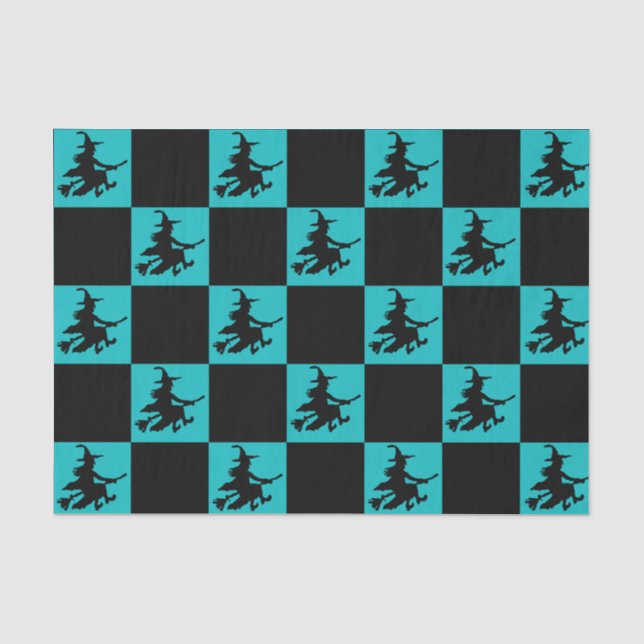 Schwarze Hexen kariert Seidenpapier (Vorderseite)