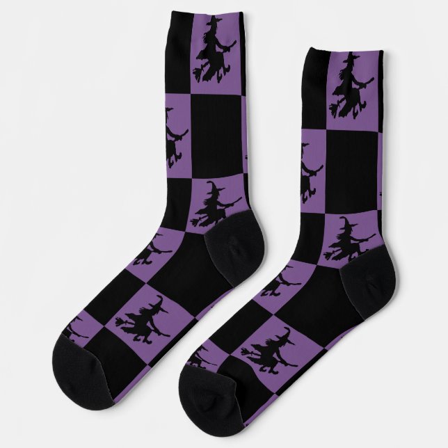 Schwarze Hexen, schwarz und Lila geprüft Socken (Linkes Detail)