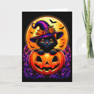 Schwarze Hexenhut-Kürbis-Lustige-Halloween-Männer- Karte