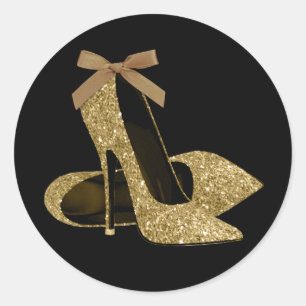 Schwarze High Heel Schuhaufkleber aus Goldfolie Runder Aufkleber