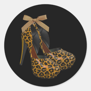 Schwarze High Heel Schuhaufkleber aus Goldfolie Runder Aufkleber