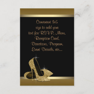 Schwarze High Heels aus Gold RSVP Einladung