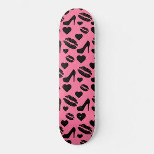 Schwarze High Heels Küsse Lippen Mädchenhaftes Mak Skateboard
