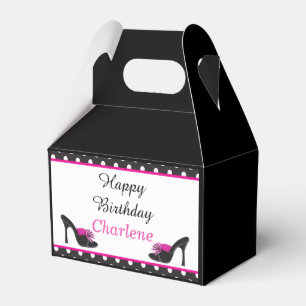 Schwarze High Heels mit schwarzen Punkten Geschenkschachtel