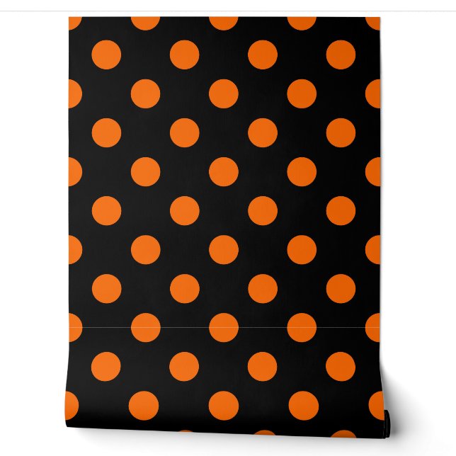 Schwarze Hintergründe Orange Polka Dots Tapete (Abrollen)