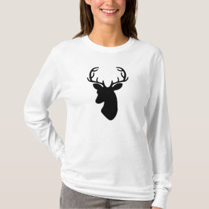 Schwarze Hirschkopf-Silhouette T-Shirt