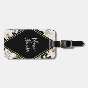Schwarze Hochzeit Blumen Lily Einladung Klassiker Gepäckanhänger