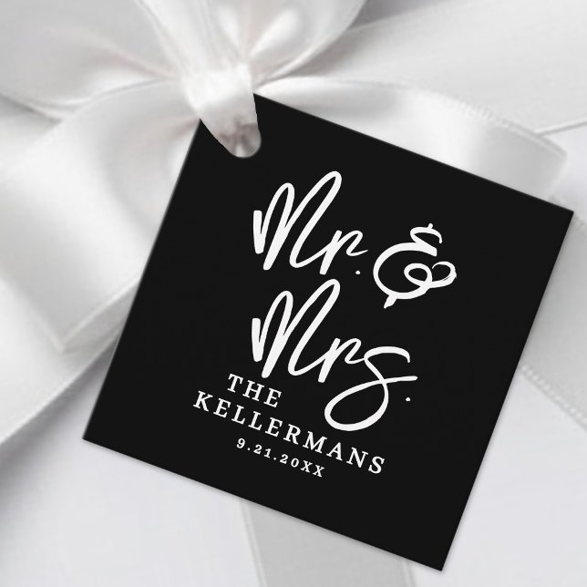 Schwarze Hochzeit Danke schön Geschenkanhänger (Black Wedding Thank You Favor Tags)