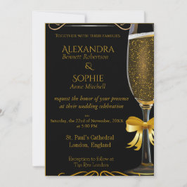 Schwarze Hochzeit Einladung mit Gold Champagner Gl