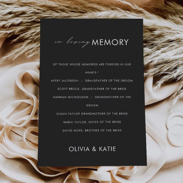 Schwarze Hochzeit im Zeichen des liebenden Gedächt Einladung (Black Wedding In Loving Memory Sign, Invitation)
