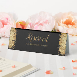 Schwarze Hochzeit mit Gold Glamour Glitter Reservi Tischaufsteller