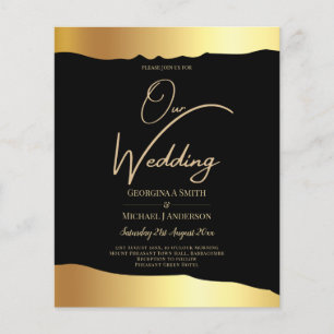 Schwarze Hochzeit mit Goldfolie Schriftzug Elegant Flyer