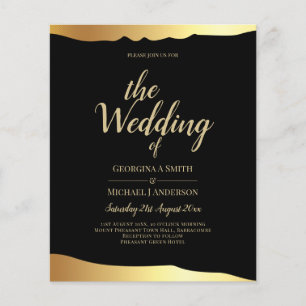 Schwarze Hochzeit mit Goldfolie Schriftzug Elegant Flyer